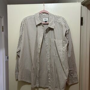 American Eagle Outfitters Tan and White Striped Blouse